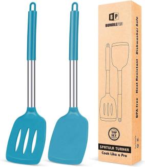 Silikon Pfannenwender robust antihaft hitzebeständig BPA-frei blau 2er Set