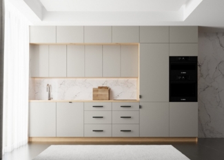 ROYAL24_MARKT Küchenzeile K50-G360 - Langen - Luxuriöses Design mit innovativen Lösungen, (Komplett Set), Matt - Modern - Holzoptik.