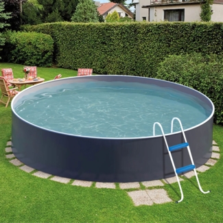 Azuro Deluxe Stahlwandpool - Graphite/Weiß - Rund Ø 460 x 120 cm