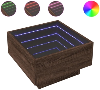 vidaXL LED-Couchtisch Braun Eichen-Optik 50x50x30 cm Holzwerkstoff 847510