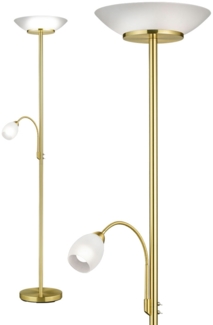 Stehleuchte, Metall, Glas, weiß, Flexoarm, H 180 cm