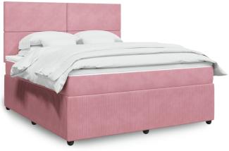 vidaXL Boxspringbett mit Matratze Rosa 180x200 cm Samt 3292405