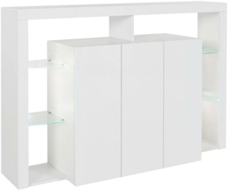 Dmora Kommode Bagnasco, 3-türiges Wohnzimmer-Buffet, Wohnzimmer-Kommode, modernes Kommode, 100 % Made in Italy, 150 x 40 x 100 cm, glänzendes Weiß