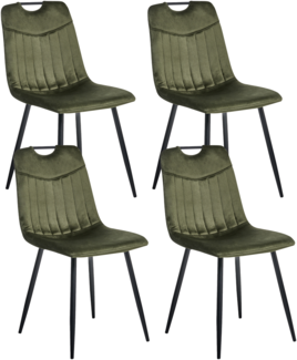 Esszimmerstuhl 4er Set ARGYLE Samtstoff Dunkelgrün