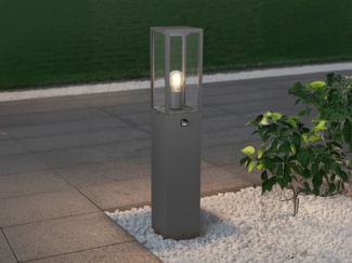 LED Pollerleuchte mit Bewegungsmelder in Anthrazit, Höhe 80cm