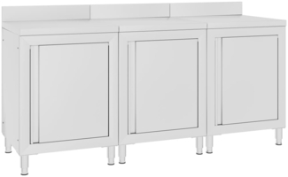 DELUKE® Edelstahl Arbeitsschrank mit Aufkantung LEDO 180x60x96cm, Mit Staufach, Edelstahl Gastro-Arbeitstisch Arbeitsfläche Gastro-Küchenschrank