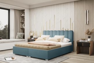 99rooms Canella Polsterbett Strukturstoff 200x200 cm Pastellblau