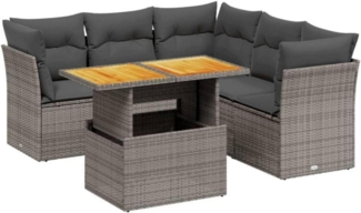 vidaXL Garten Sofagarnitur 5-TLG. mit abnehmbarem Kissen Grau Poly Rattan