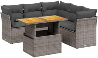 vidaXL Garten Sofagarnitur 5-TLG. mit abnehmbarem Kissen Grau Poly Rattan