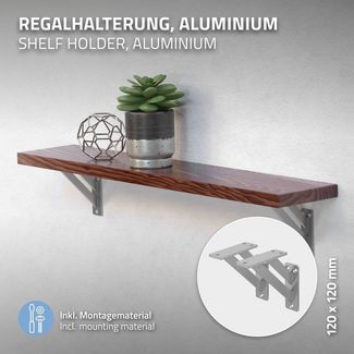 ML-DESIGN Wandregalhalter Regalhalterung aus Aluminium, Regalträger für Wandmontage, 4-tlg, Wandkonsole Silber Regalstütze Wandregal Regalwinkel Regalhalterungen