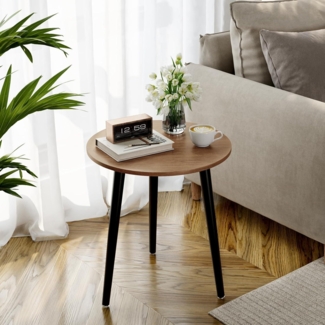 Beistelltisch Rund Holz Skandinavischer Stil 42x42x51CM Walnut