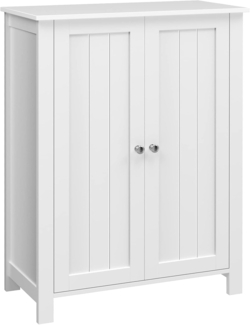 Vasagle Badschrank mit Doppeltür, 2 verstellbare Einlegeböden, MDF weiß, 60 x 80 x 30 cm