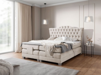Boxspringbett Elektrisch Bett FAUSTO 140x200cm in Stoff Wind Beige
