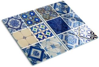 Tulup Schneidebrett Glas Spritzschutz Abdeckung Herdabdeckplatte Portugiesischen Fliesen, (2-St), Motiv: Portugiesischen Fliesen
