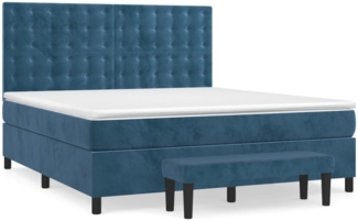 vidaXL Boxspringbett mit Matratze Dunkelblau 180x200 cm Samt 3138101