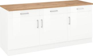 KOCHSTATION Unterschrank KS-Tinnum 180 cm breit, Metallgriffe, MDF Fronten, 3 Schubkästen, 3 Türen