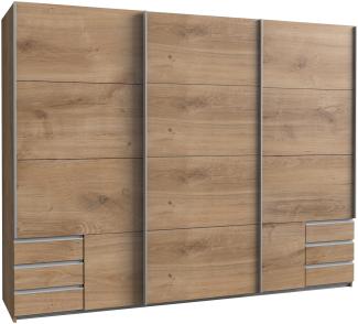 Schwebetürenschrank >Seattle< in PLANKENEICHE NACHBILDUNG - 270x208x65cm (BxHxT)