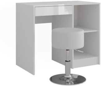 Schminktisch Sherry Weiß/Weiß Hochglanz 89.8 cm mit Hocker Vicco