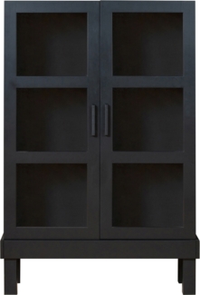 Basiclabel Vitrine Bonk aus Kiefernholz, Schwarz, 107x39x160 cm