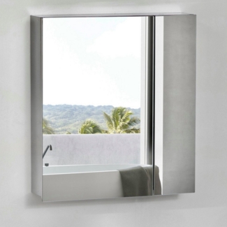 Furnishings Home Badezimmerspiegelschrank Badezimmerspiegelschrank Spiegelschrank Hängeschrank (Platzsparend und praktisch) inkl. 3 Innenböden, Doppeltür, Grifflose, Spiegeltür