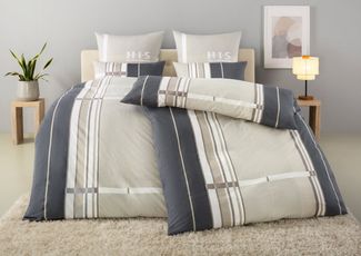 H.I.S Bettwäsche Golfi in Gr. 135x200 oder 155x220 cm, Linon, 2 teilig, Bettwäsche aus Baumwolle, sportliche Bettwäsche mit Streifen