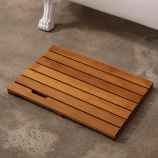 Auralum Badematte Duschmatte aus Holz Antirutschmatte Teak Wood 40x60 cm, Luxus Spa Matte Holz Badezimmermatte Innen, Badezimmer, Dusche