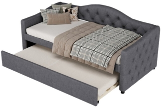 SOFTWEARY Schlafsofa mit Lattenrost und Gästebett, 90x200 cm, Einzelbett, Leinen