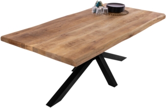Esstisch Baumkante massiv Mango 180 x 90 Spider-Gestell schwarz CALI 140108947
