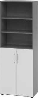 bümö® smart Aktenschrank Kombi abschließbar für 6 Ordnerhöhen in Graphit/Grau