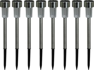 Luxform Gartenleuchte Siena - Solar-Gartenlampe - 8 Stück - Silber, LED fest integriert, Für den Außenbereich geeignet (IP44)