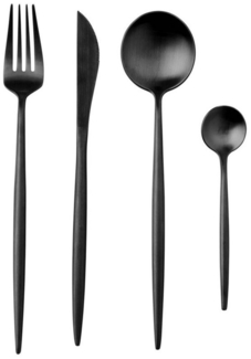 BUTLERS Besteck-Set STILETTO Besteck-Set 16-tlg. matt, Edelstahl, 16-teiliges Besteck in Schwarz Matt aus Edelstahl