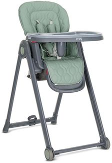 Lorelli Kinderhochstuhl PARTY Rollen Höhe Lehne Fußstütze Tisch sind einstellbar grün grau