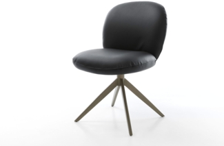 Drehstuhl Nube-Flex Echt-Leder Schwarz Kreuzgestell breit Effektfinish Titan 360° drehbar Wippfunktion Taschenfederkern