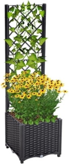 Mingone Pflanzkübel Rattan Spalier Selbstbewässerung Garten Schwarz 40x40x136cm