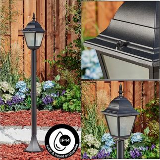 hofstein Pollerleuchte Wegeleuchte aus Metall/Glas in Schwarz/Milchglas, ohne Leuchtmittel, Außenleuchte, Gartenbeleuchtung IP44, 1x E27, ohne Leuchtmittel