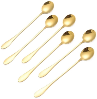 6er Set goldene Latte-Kaffeelöffel aus hochwertigem Edelstahl – Modern & Elegant