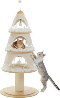 Purpurra Kratzbaum Weihnachtsbaum mit Metal und 3 Höhlen, 130 cm, 60L x 60B x 130H cm