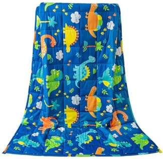 SiviO Gewichtsdecke Kinder Therapie-Bettdecke aus Baumwolle, Weiche Kuschelige Bettdecke, stressreduzierende Kuscheldecke, 90x120cm,Blau Dinosaurier,2.3 kg