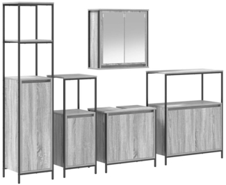 vidaXL 5-tlg. Badmöbel-Set Grau Sonoma Holzwerkstoff 3328387