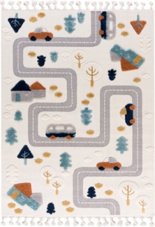 Mazovia Kinderteppich Kinder Auto, Straßen Wohnzimmer, Schlafzimmer, Esszimmer, Büro, 80x150 cm, Fußbodenheizung