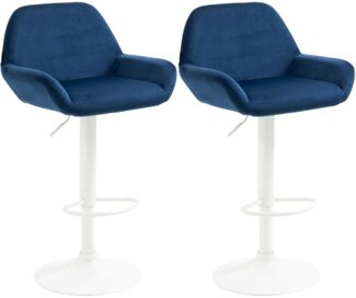 2er Set Barhocker Braga Samt weiß blau