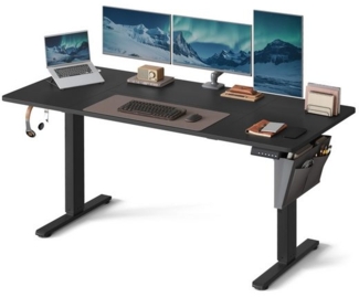 Songmics Höhenverstellbarer Schreibtisch elektrisch,70x160 x (72-120) cm, Verstellbarer Tisch, Memory-Funktion für 4 Höhen, für Homeoffice, Arbeitszimmer, tintenschwarz