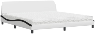 vidaXL Bett mit Matratze "Dover" Weiß und Schwarz 200x200 cm Kunstleder 3208483
