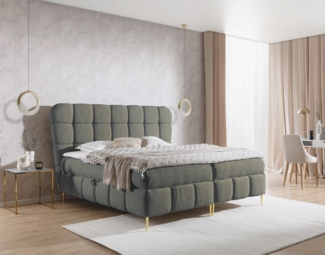 Boxspringbett Schlafzimmerbett GRAZIA 160x200cm Stoff Corbett Dunkelgrau