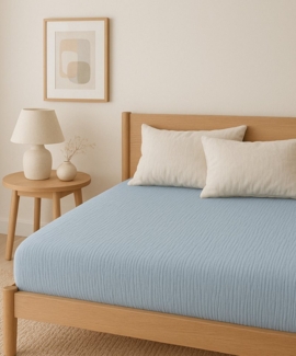 Sandiik Spannbettlaken Musselin Spannbettlaken mit Gummizug, Biobaumwolle, Gummizug: Ja, für Matratzen max. höhe 25cm