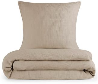 Laleni Baby Bettwäsche 80x80 cm aus Baumwolle - Musselin Bettwäsche Baby 80x80 + Musselin Kissenbezug 35x40 cm - Oeko-TEX zertifizierte Bettwäsche Sommer - Kinderwagen Bettwäsche Taupe 80x80