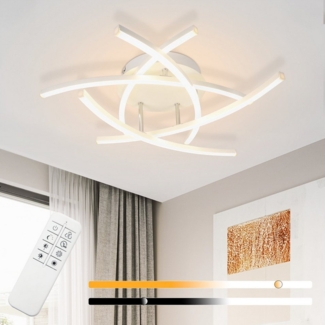 Nettlife LED Deckenleuchte Schlafzimmer Dimmbar 32W Modern Weiß Metall mit Fernbedienung, LED fest integriert, Deckenleuchten für Schlafzimmer Esszimmer Flur Küche