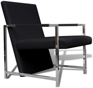 vidaXL Sessel mit Verchromten Beinen Schwarz Kunstleder 241006