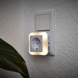 MeLiTec LED Nachtlicht N22 Steckdose USB Dämmerungssensor