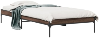 vidaXL Bettgestell Braun Eichen-Optik 90x190 cm Holzwerkstoff Metall 845055